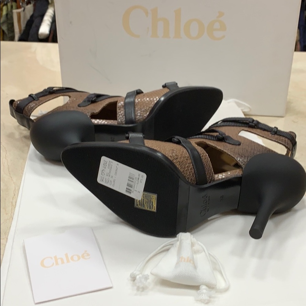CHLOE TRACY RARE COCONUT BROWN LUXURY SHORT BOOTS IN WATER SNAKE LEATHER EU 38 - Picture 7 of 10